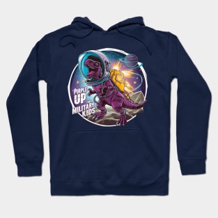 purple up for military kids dino astronaut lovers funny Hoodie